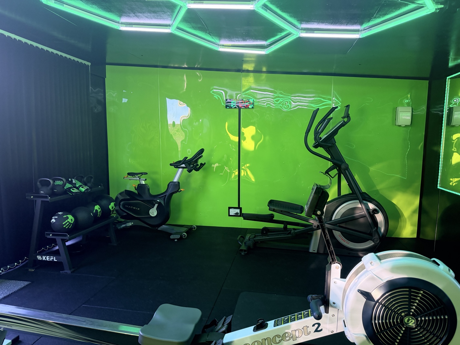 Professional cardio machines and functional fitness equipment in the Dudley studio